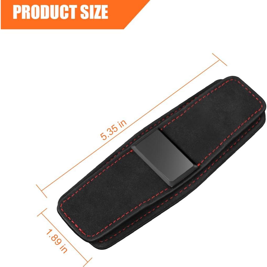 Car Sunglasses Holders for Sun Visor, Microfiber & Suede Leather Magnetic Double Vehicle Glasses Hanger Clip for Ticket Card, Auto Interior Eyeglasses Organizer, Universal Fit (Black)