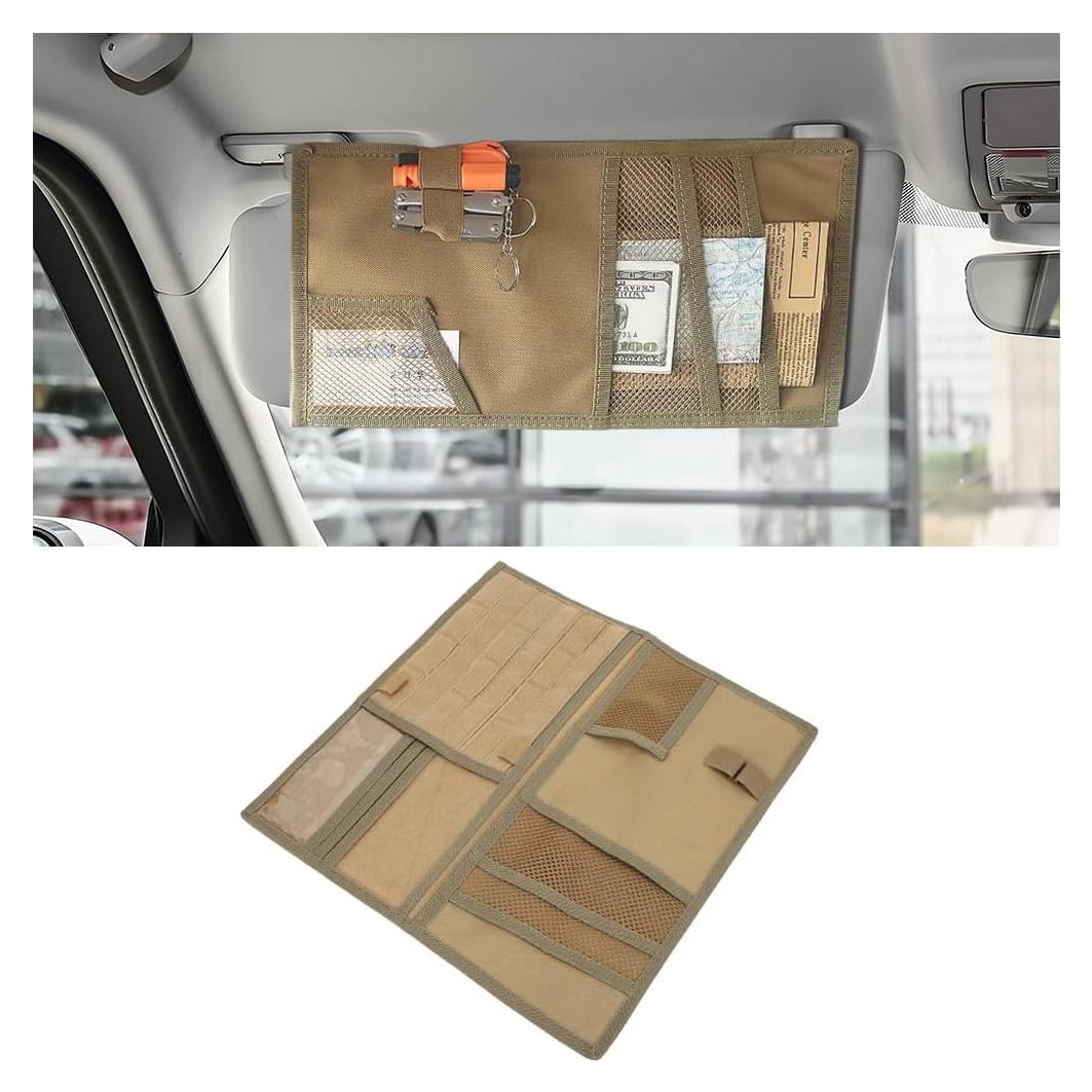Organizador de Visera Solar TNAIYH Caqui 35.6x34.8cm