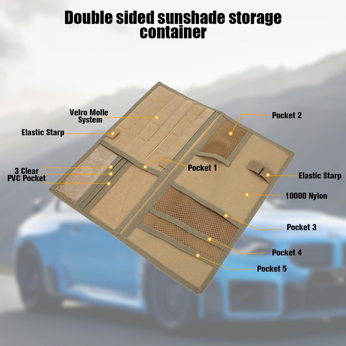 Organizador de Visera Solar TNAIYH Caqui 35.6x34.8cm