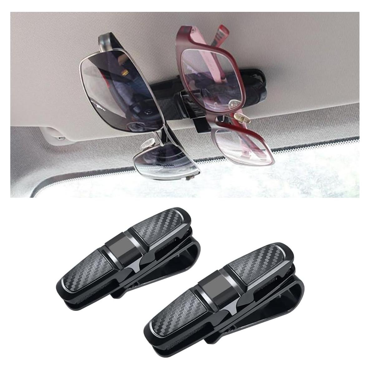 Soporte para Gafas de Coche GLSOWEE, Clip Doble Extremo, Gris