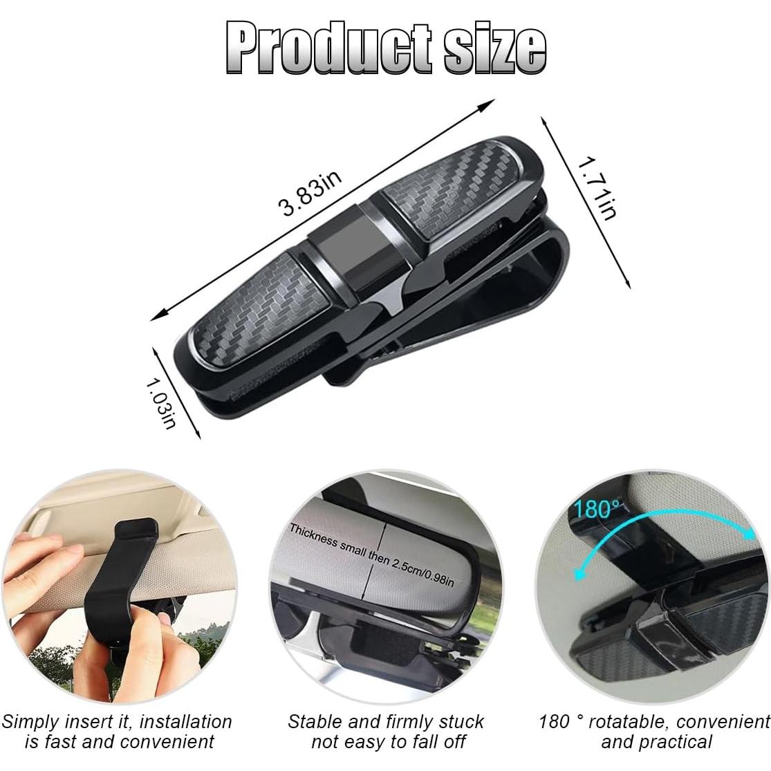 Soporte para Gafas de Coche GLSOWEE, Clip Doble Extremo, Gris