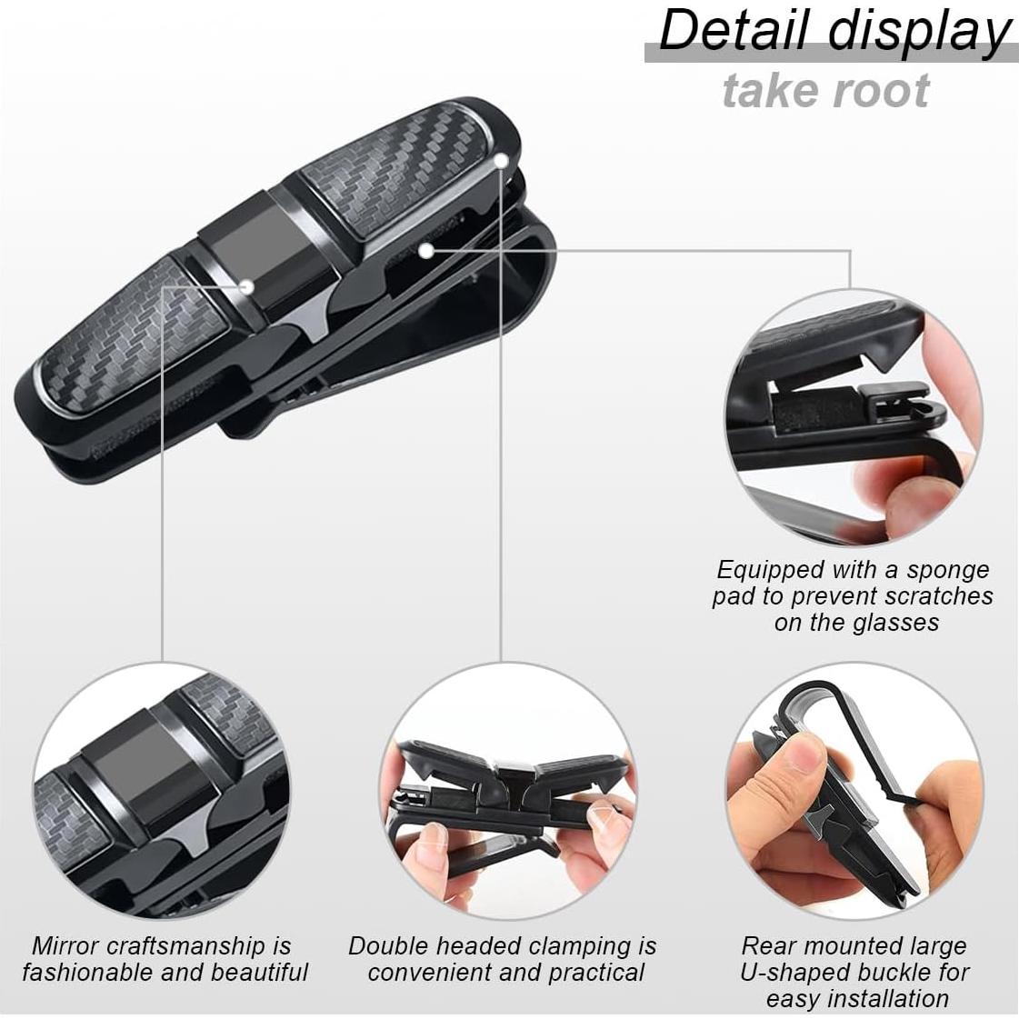 Soporte para Gafas de Coche GLSOWEE, Clip Doble Extremo, Gris