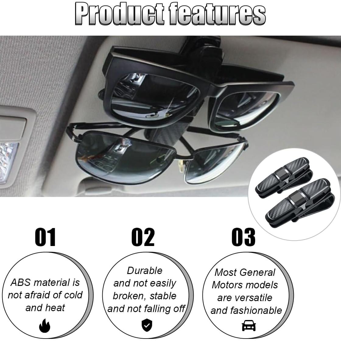 Soporte para Gafas de Coche GLSOWEE, Clip Doble Extremo, Gris