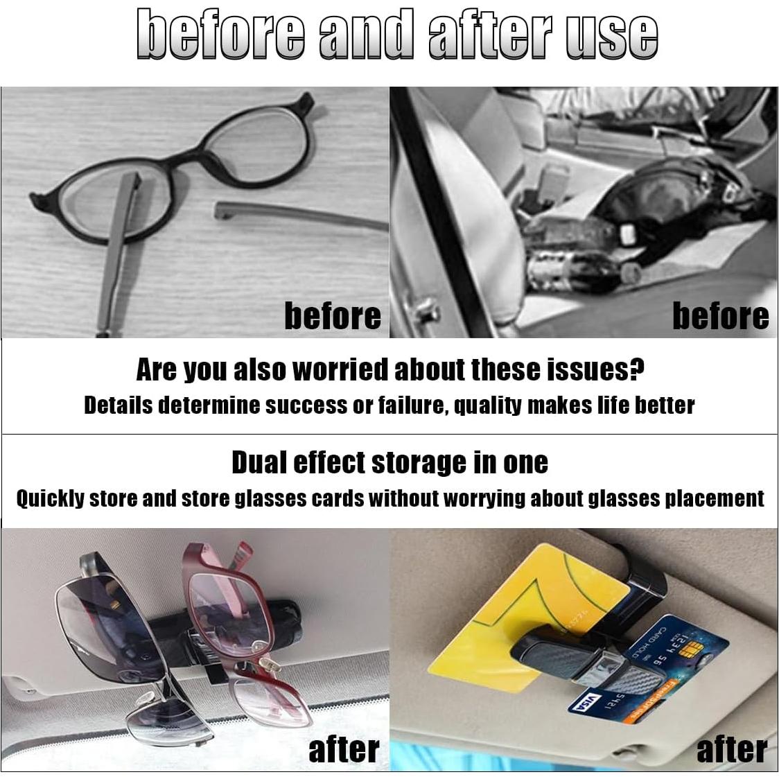 Soporte para Gafas de Coche GLSOWEE, Clip Doble Extremo, Gris