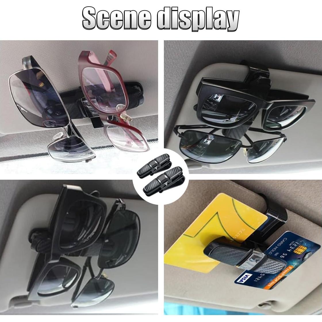 Soporte para Gafas de Coche GLSOWEE, Clip Doble Extremo, Gris