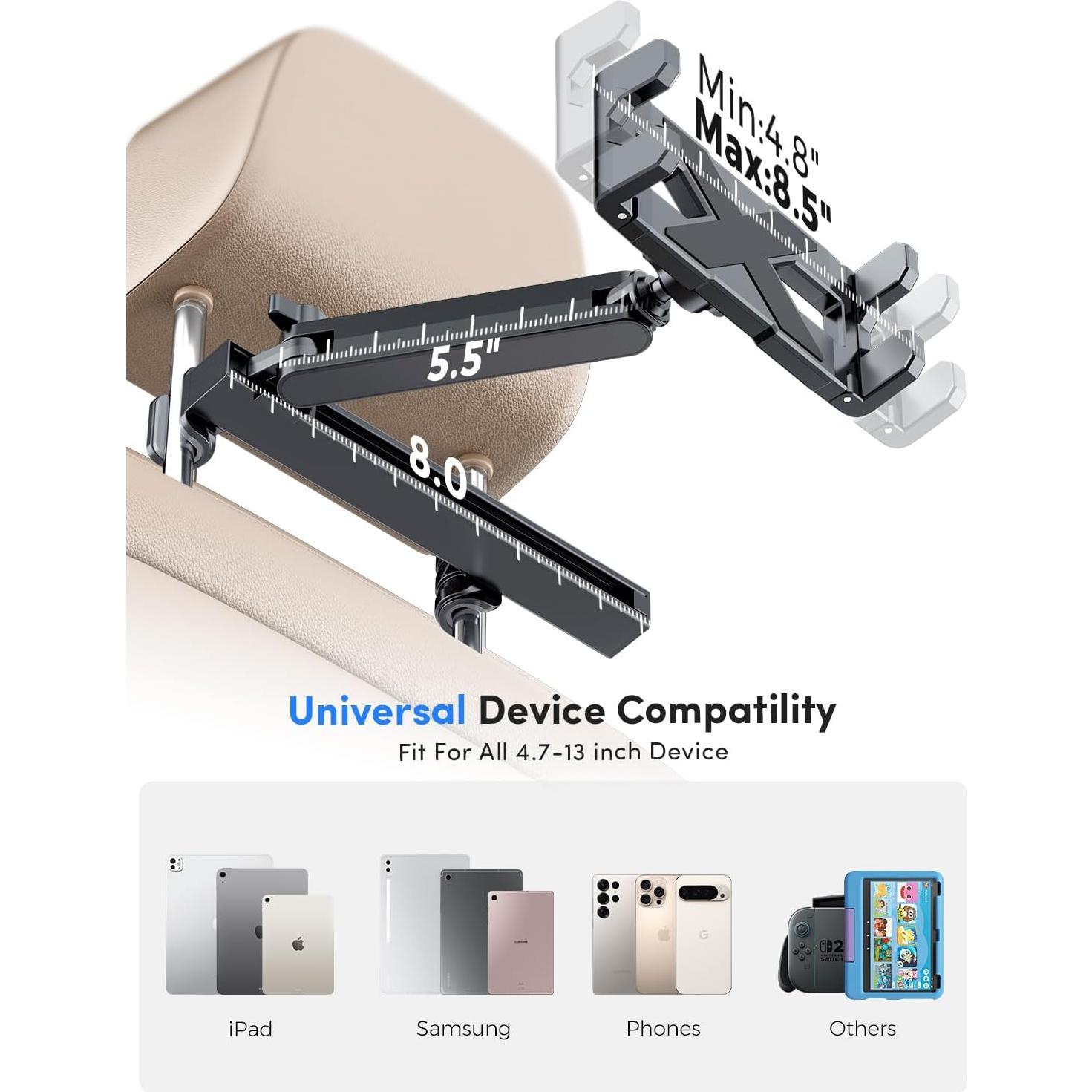 Soporte para Tablet ELWEY Ajustable para Reposacabezas Coche