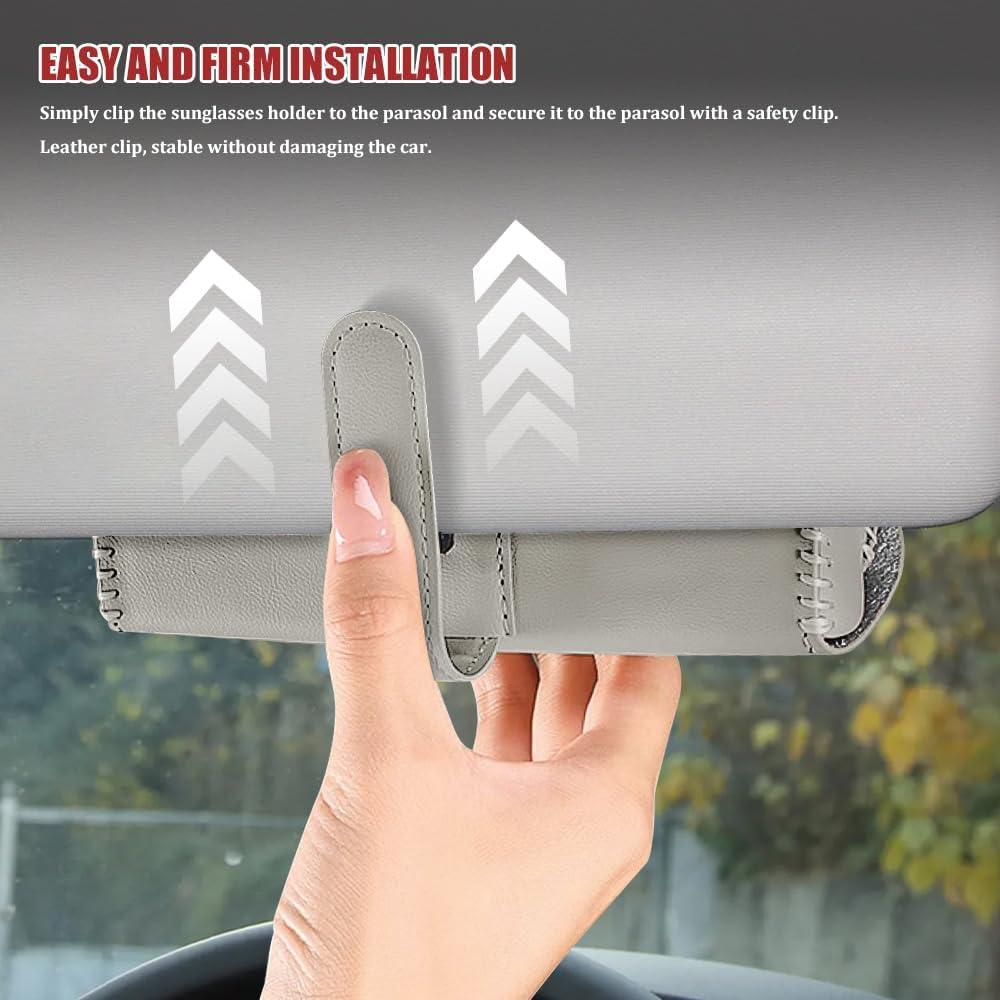 Soporte de Gafas de Sol Tecledsn para Visera de Coche Gris