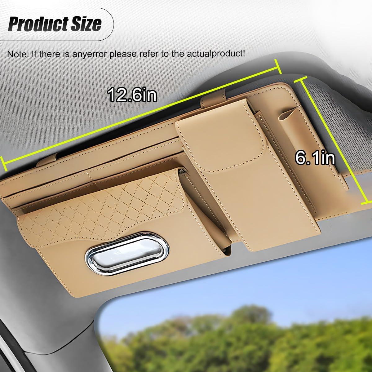 Organizador de Visera de Coche ZIMISI Cuero Napa 32x15.5cm Caqui