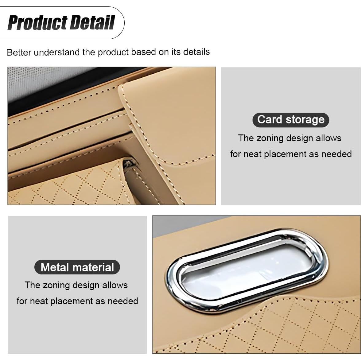 Organizador de Visera de Coche ZIMISI Cuero Napa 32x15.5cm Caqui