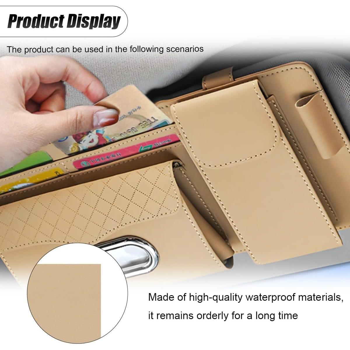 Organizador de Visera de Coche ZIMISI Cuero Napa 32x15.5cm Caqui