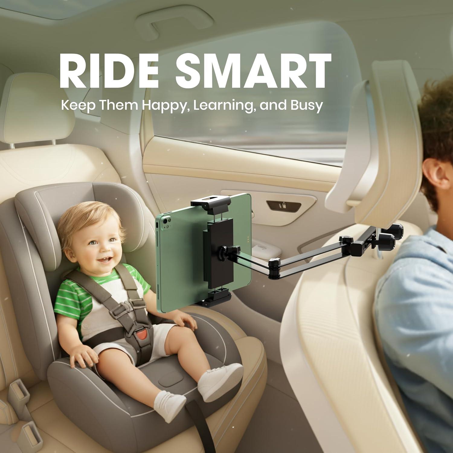 Soporte para Tablet y Teléfono ZIRKA en Reposacabezas Auto - Ajustable 15-48 cm