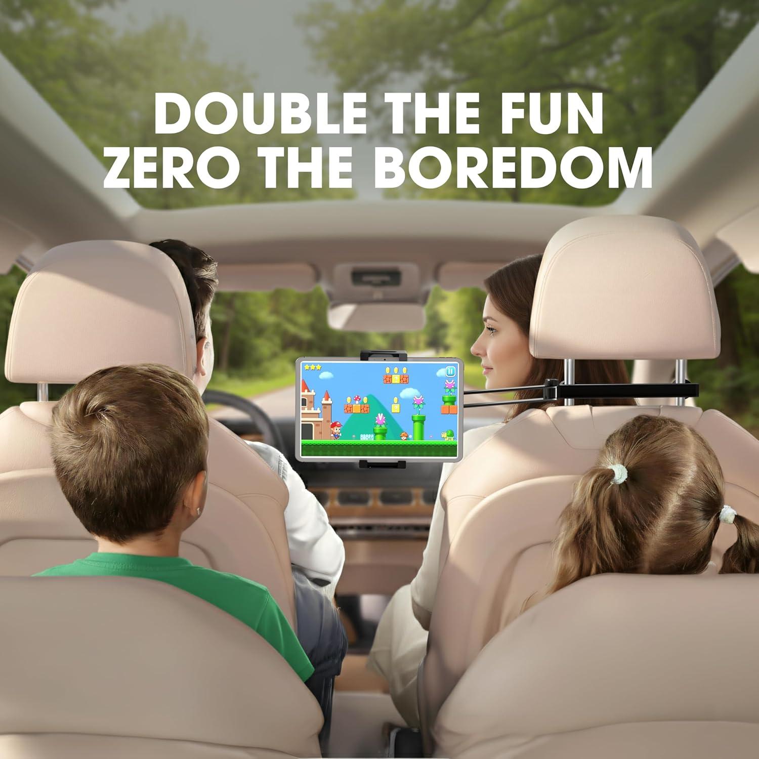 Soporte para Tablet y Teléfono ZIRKA en Reposacabezas Auto - Ajustable 15-48 cm