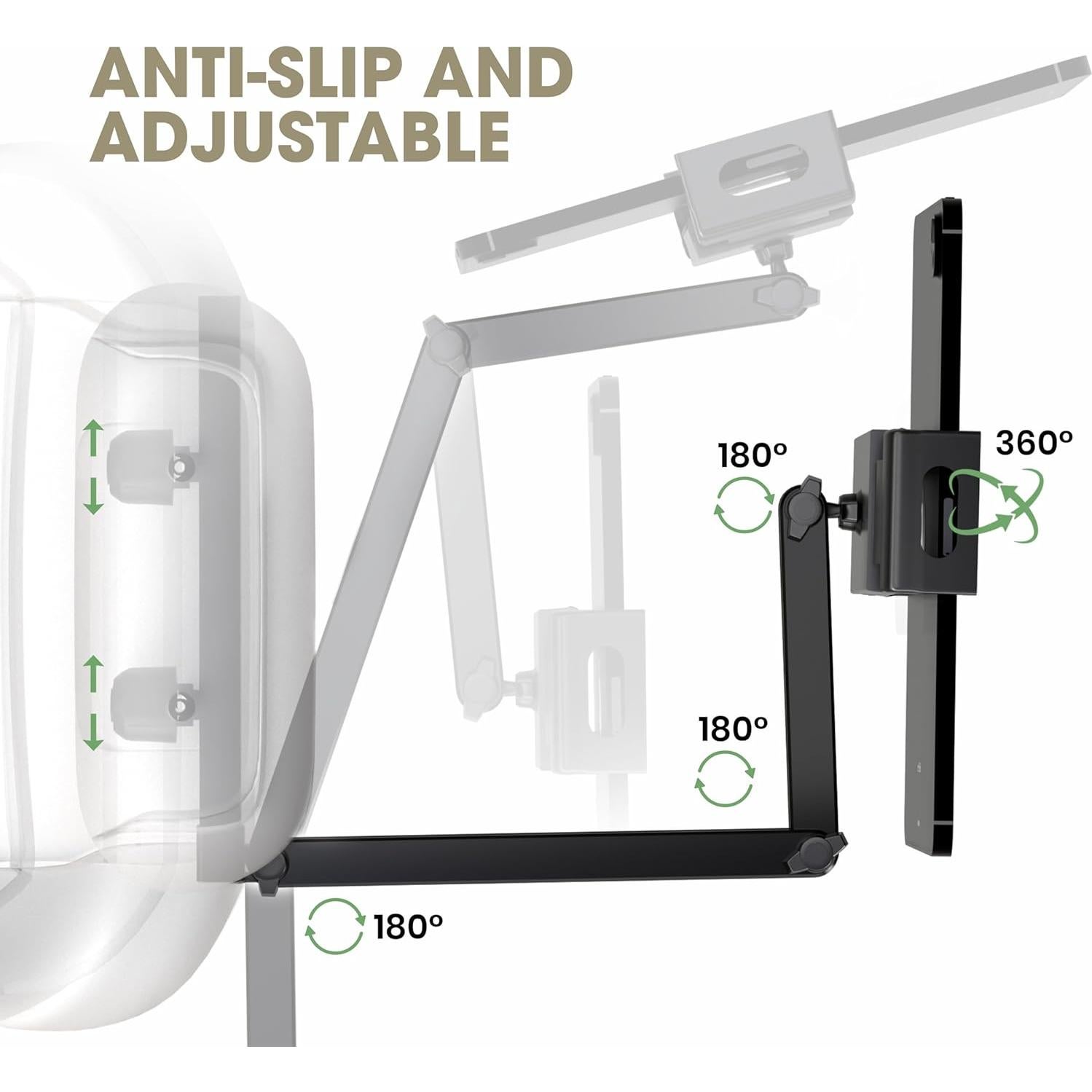 Soporte para Tablet y Teléfono ZIRKA en Reposacabezas Auto - Ajustable 15-48 cm