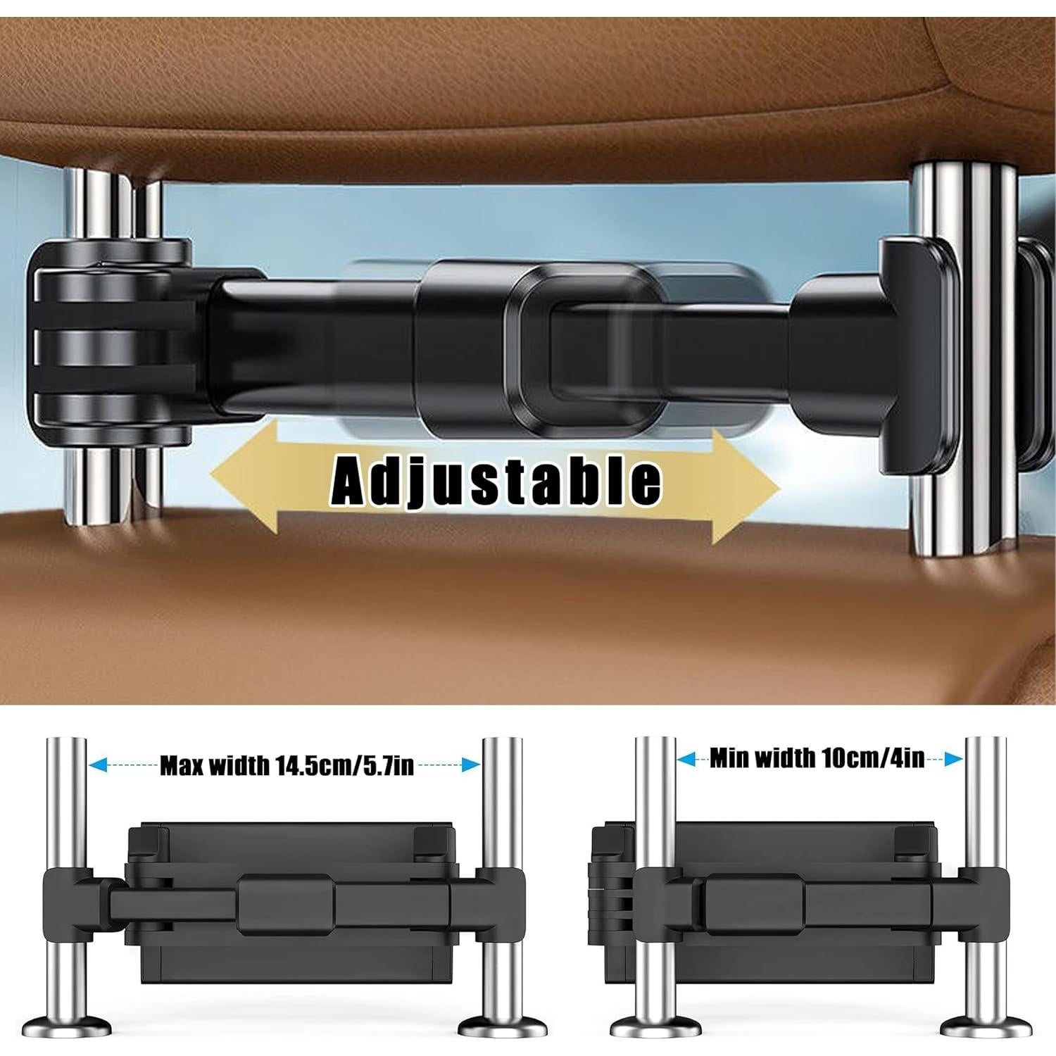 Soporte para Tableta de Coche YTDSUP 5.3-10.6" Ajustable Negro