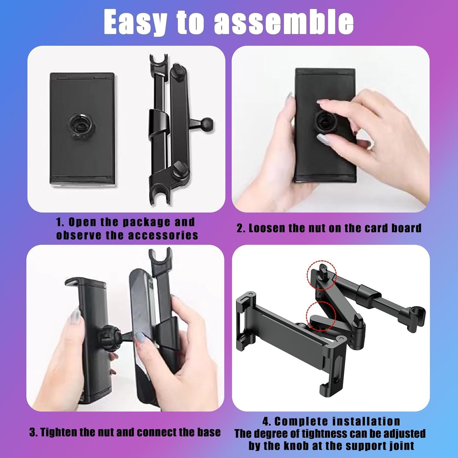 Soporte para Tableta de Coche YTDSUP 5.3-10.6" Ajustable Negro