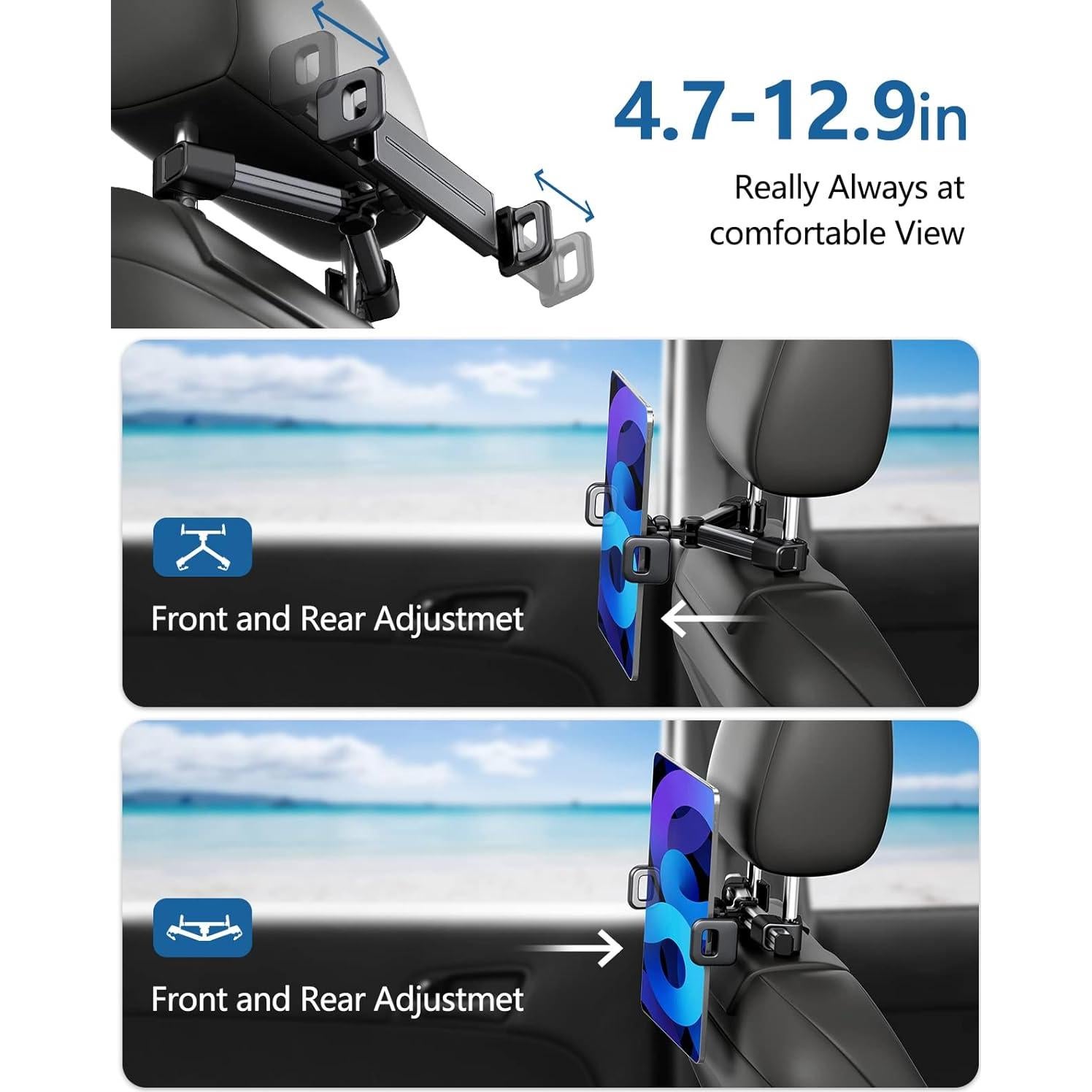 Soporte para reposacabezas de coche Uniwit para tabletas 4-14"