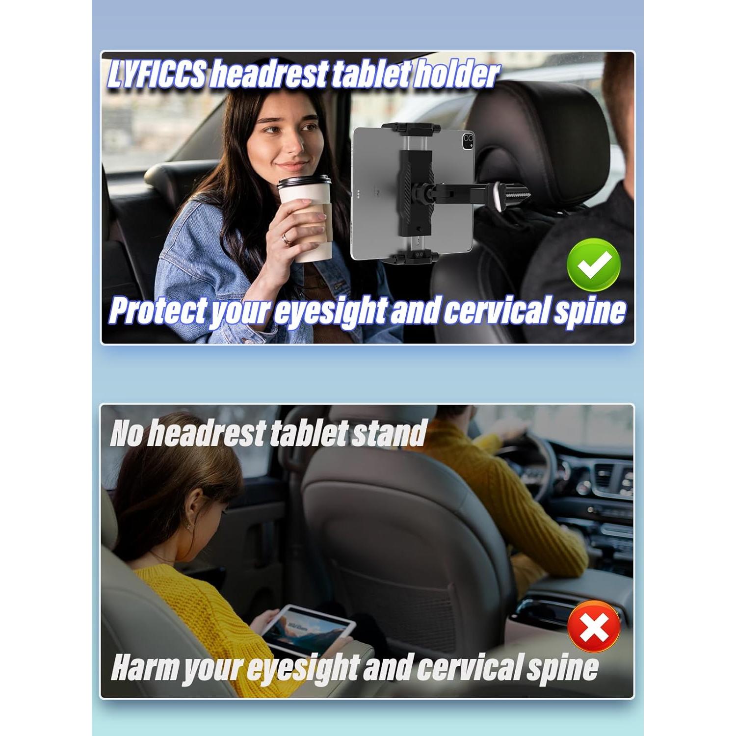 Soporte de Tablet LYFICCS para Reposacabezas de Coche 6-15.6"