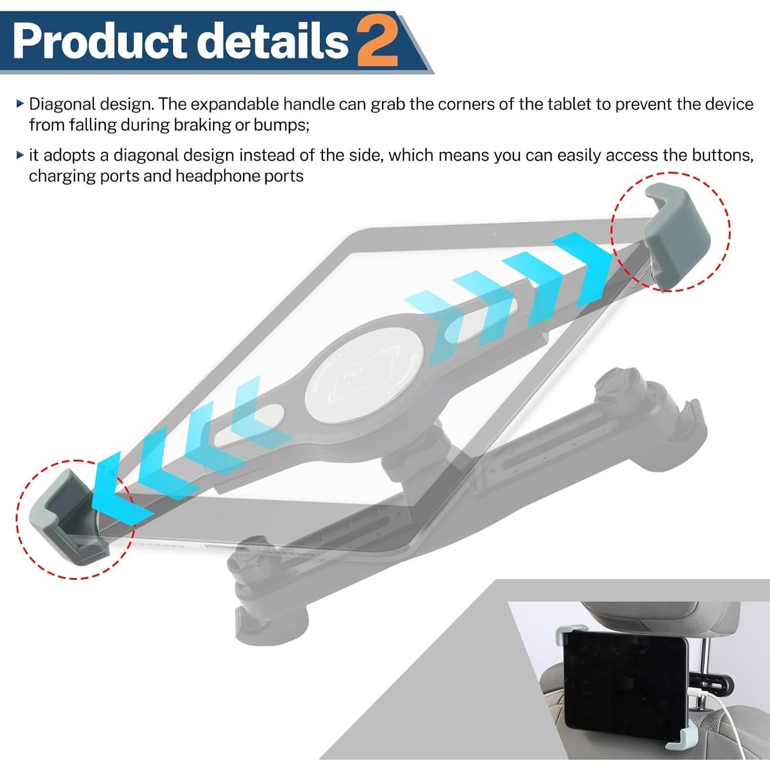 Soporte de Tableta para Reposacabezas de Coche XUKEY 7-11"