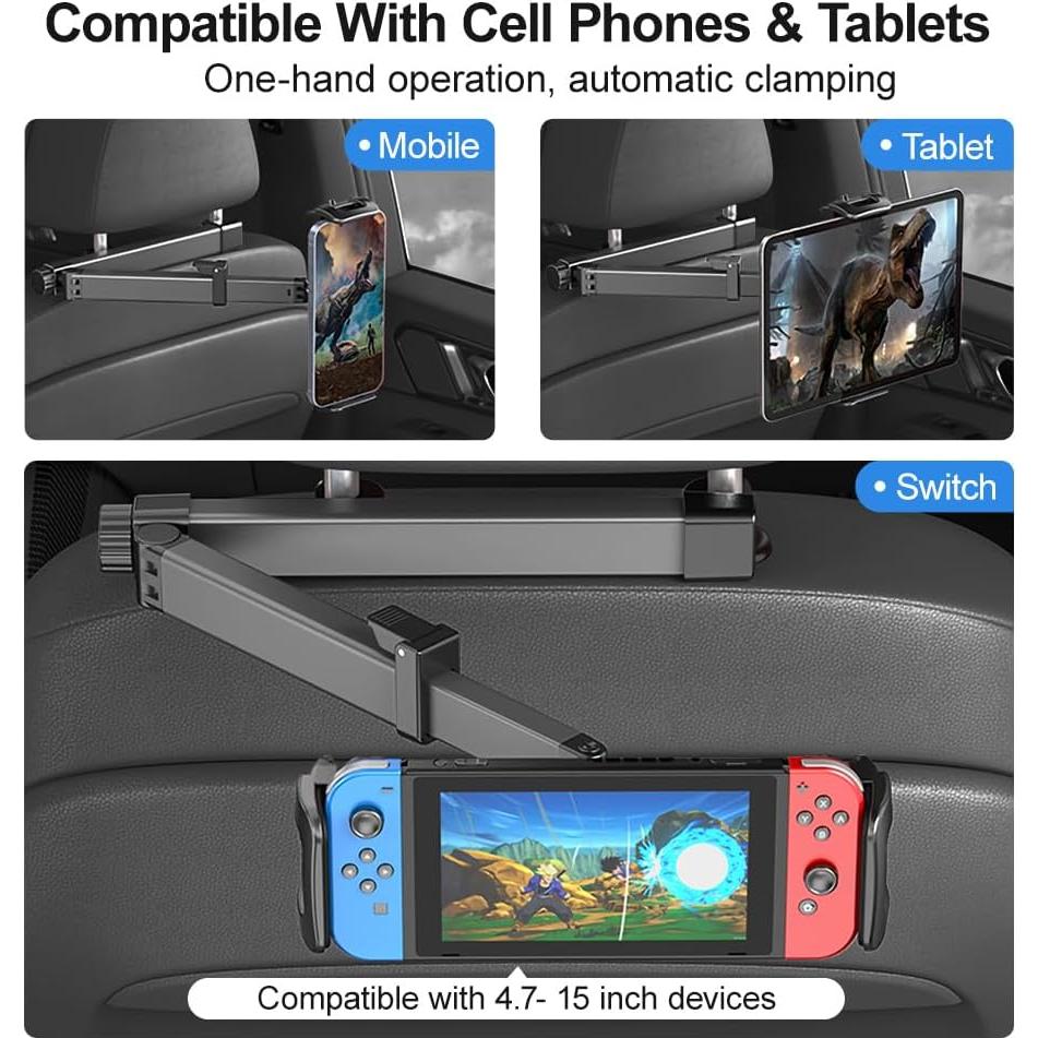 Soporte de Tablet para Coche HouDeOS Ajustable 4.7-15.5" Negro