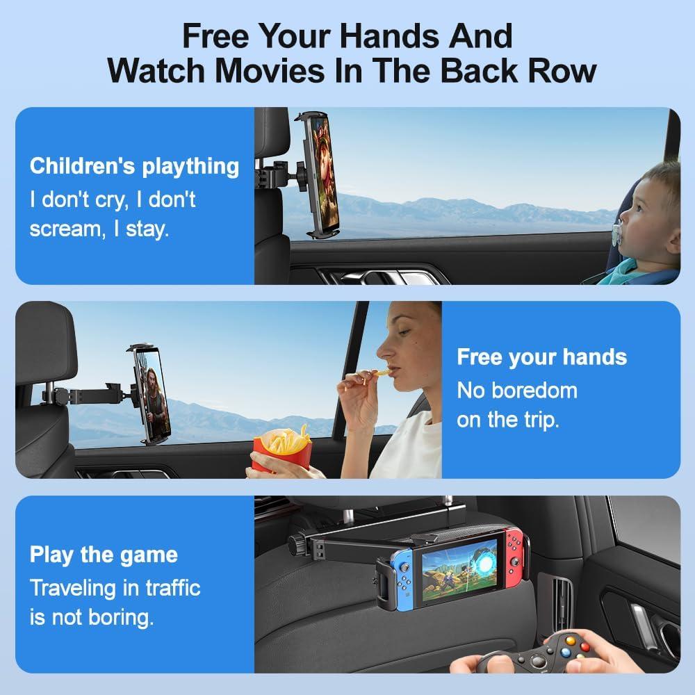 Soporte de Tablet para Coche HouDeOS Ajustable 4.7-15.5" Negro