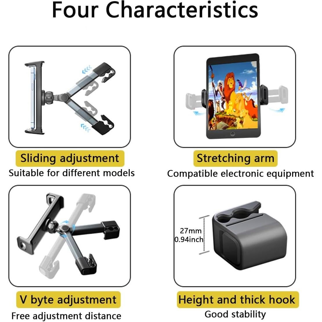 Soporte para Tableta Ajustable BICEUKI para Coche - Gris Titanio