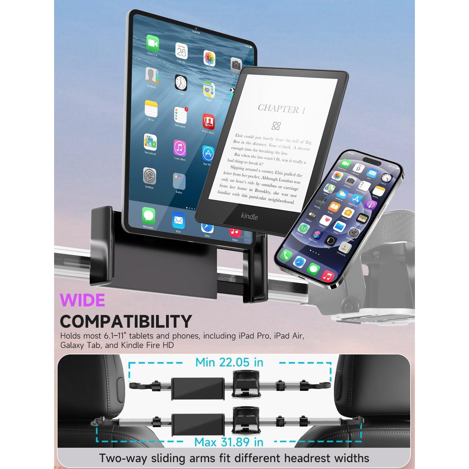 Soporte de Tableta para Asiento Trasero VEEFINE con Soporte para Vaso