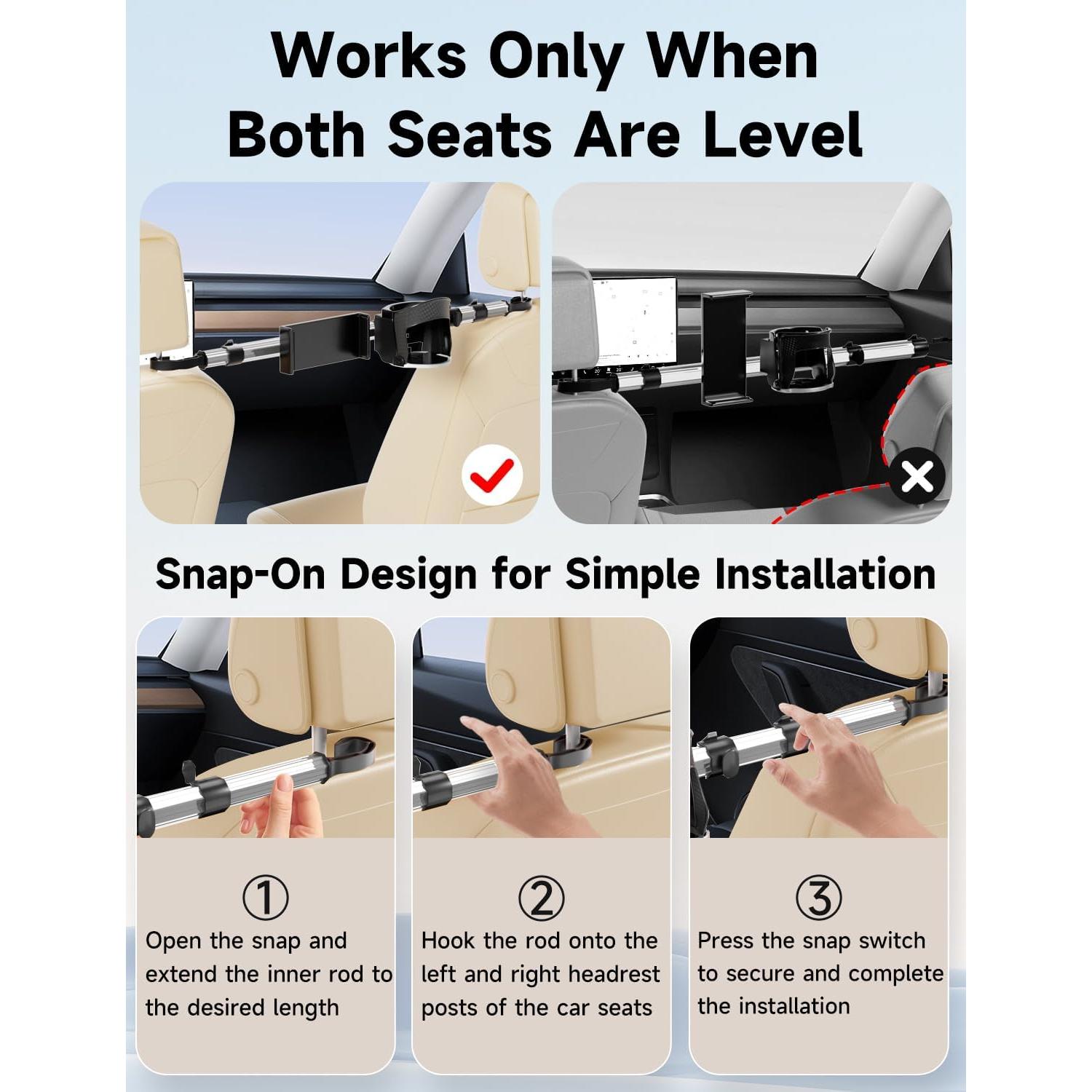 Soporte de Tableta para Asiento Trasero VEEFINE con Soporte para Vaso