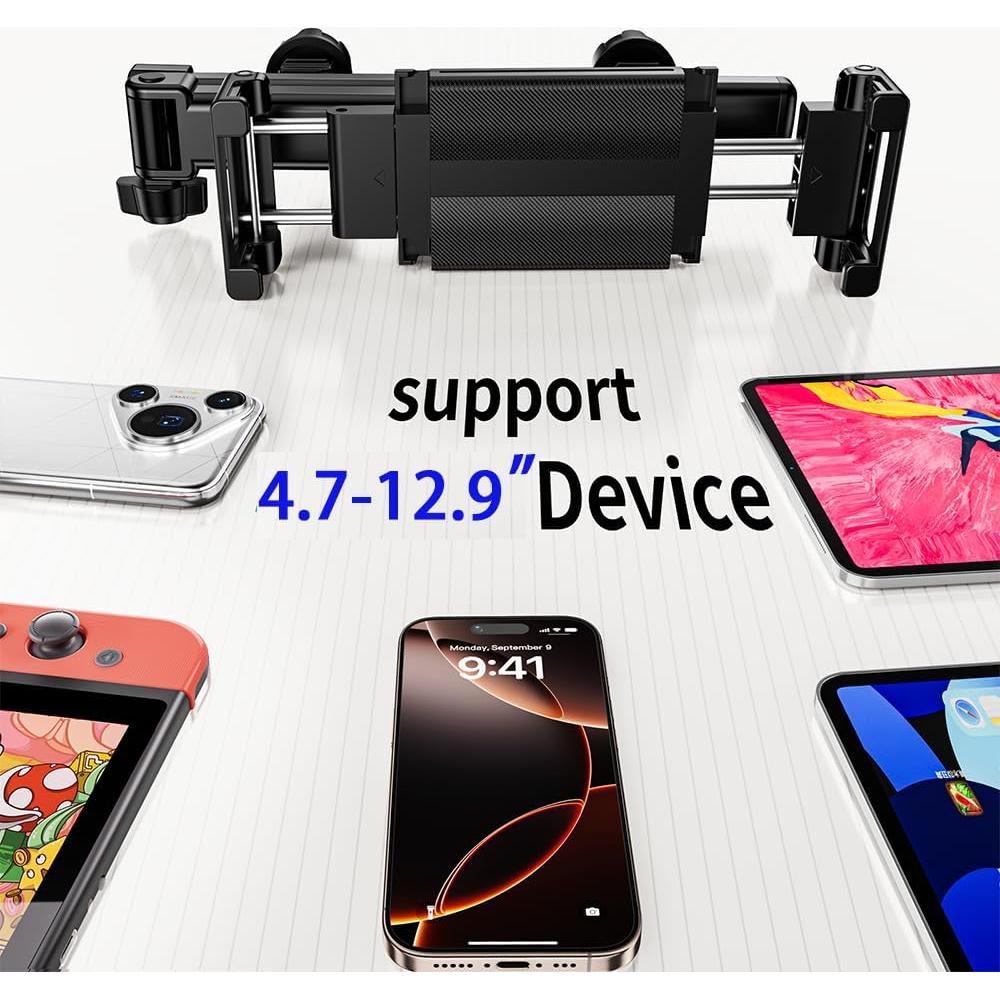 Soporte para reposacabezas de coche BONERUY H69 para tabletas y teléfonos 4.7-15.6"