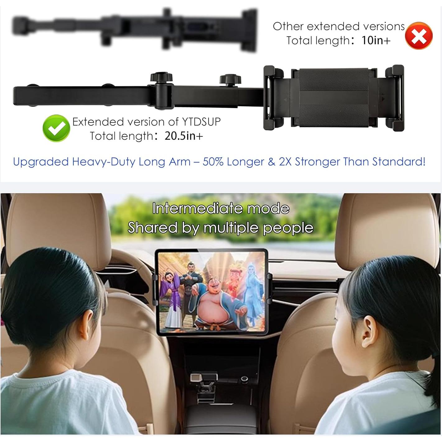 Soporte de Tableta para Reposacabezas de Coche YTDSUP Negro 360°