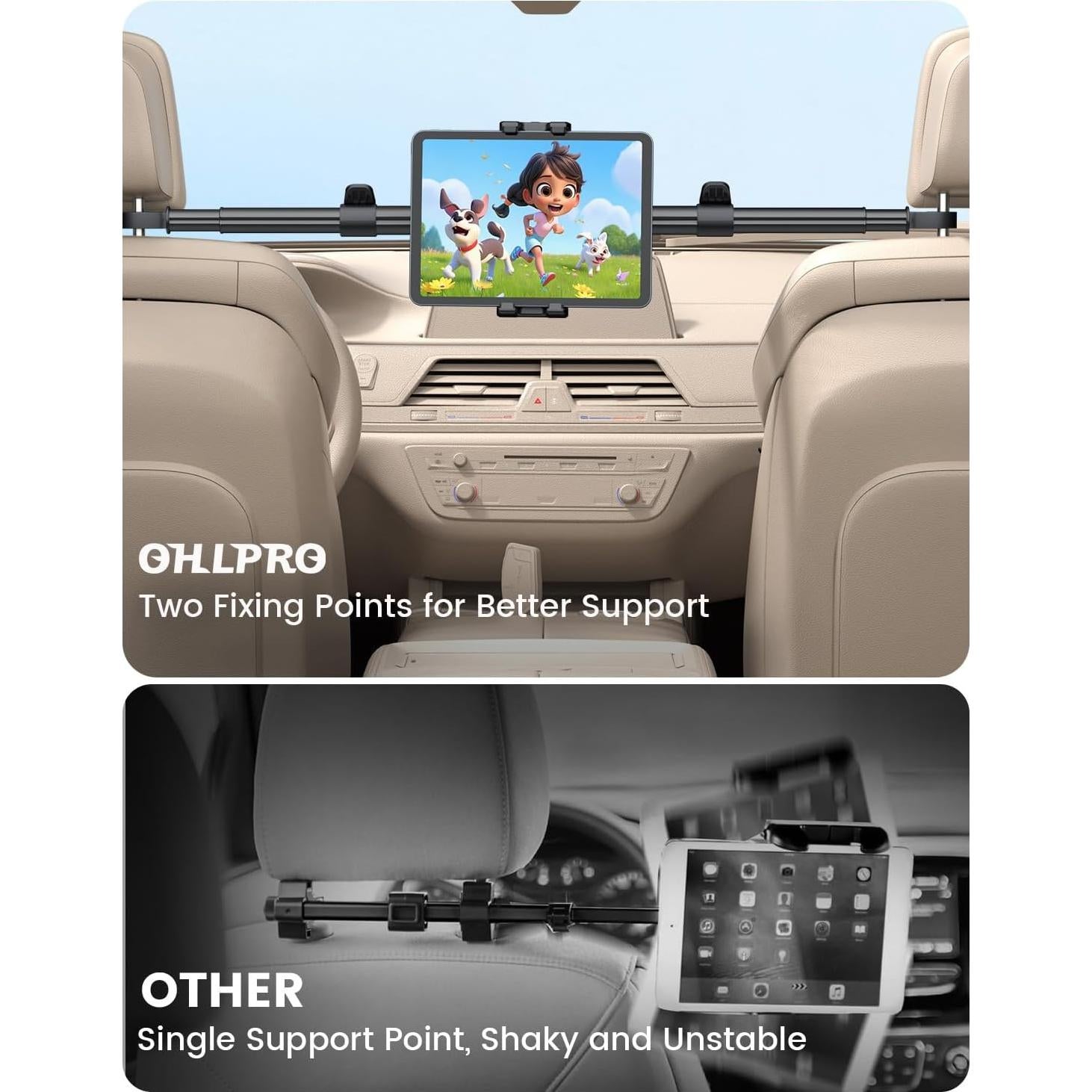 Soporte para Reposacabezas OHLPRO para Tabletas 5-13" Negro