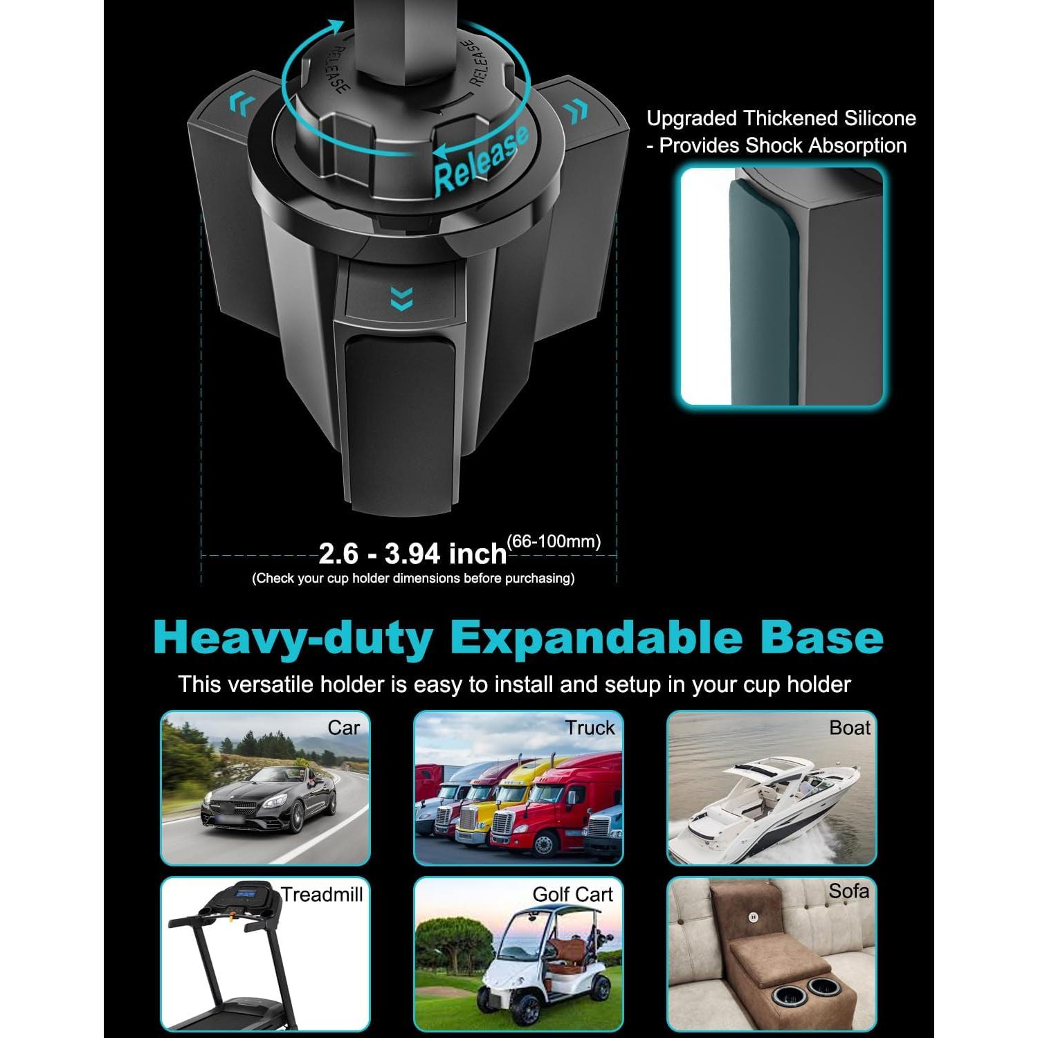 Soporte Doble para Tablet en Portavasos de Coche Dosvsi - Ajustable 4-13"