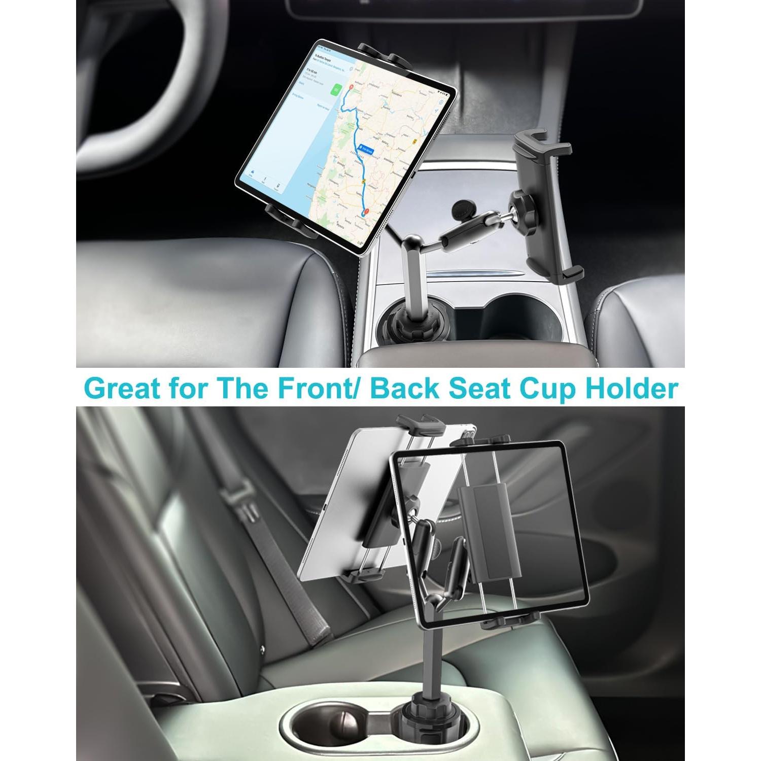 Soporte Doble para Tablet en Portavasos de Coche Dosvsi - Ajustable 4-13"