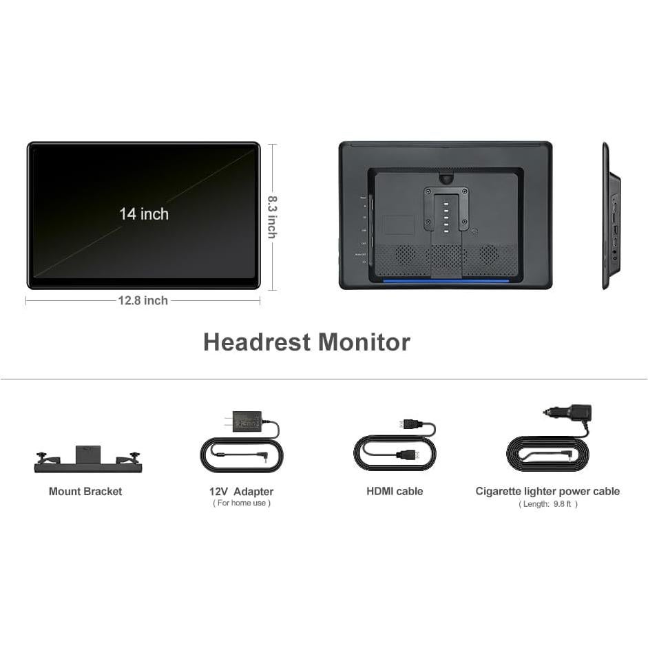 Monitor de respaldo AINAVIGO 14" Android 13 2+32GB WiFi