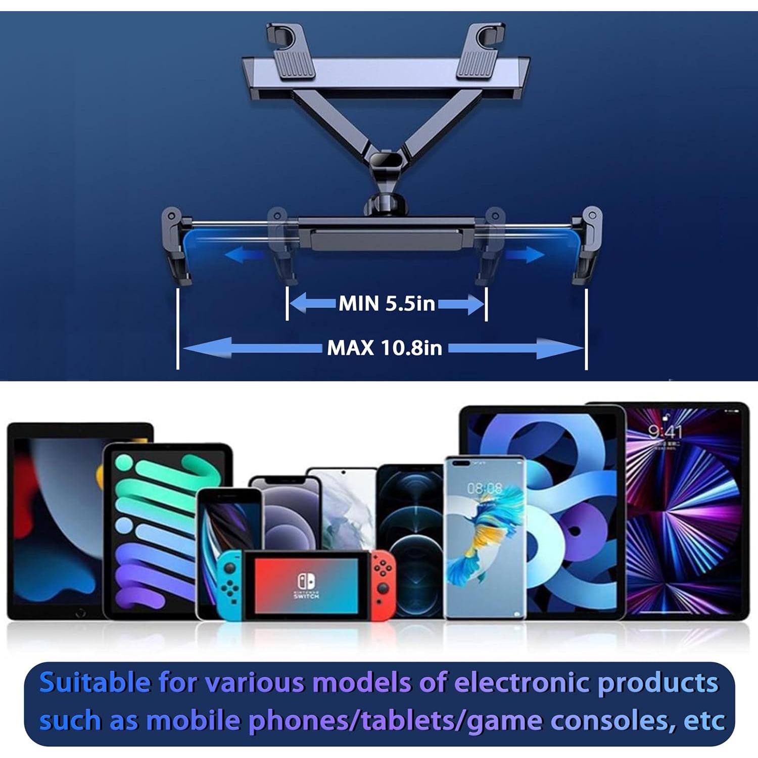 Soporte de Tableta para Reposacabezas de Coche YTDSUP Negro