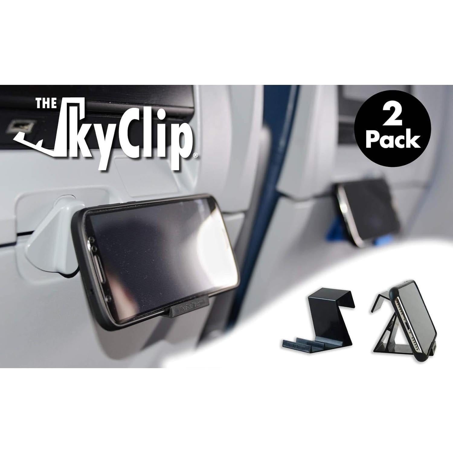 Soporte de Teléfono Celular SkyClip para Avión - Negro 2 Pzs