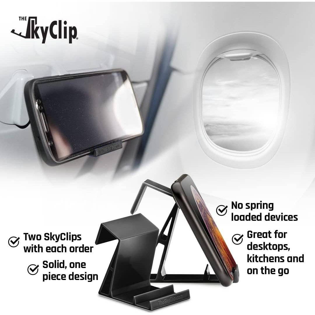 Soporte de Teléfono Celular SkyClip para Avión - Negro 2 Pzs