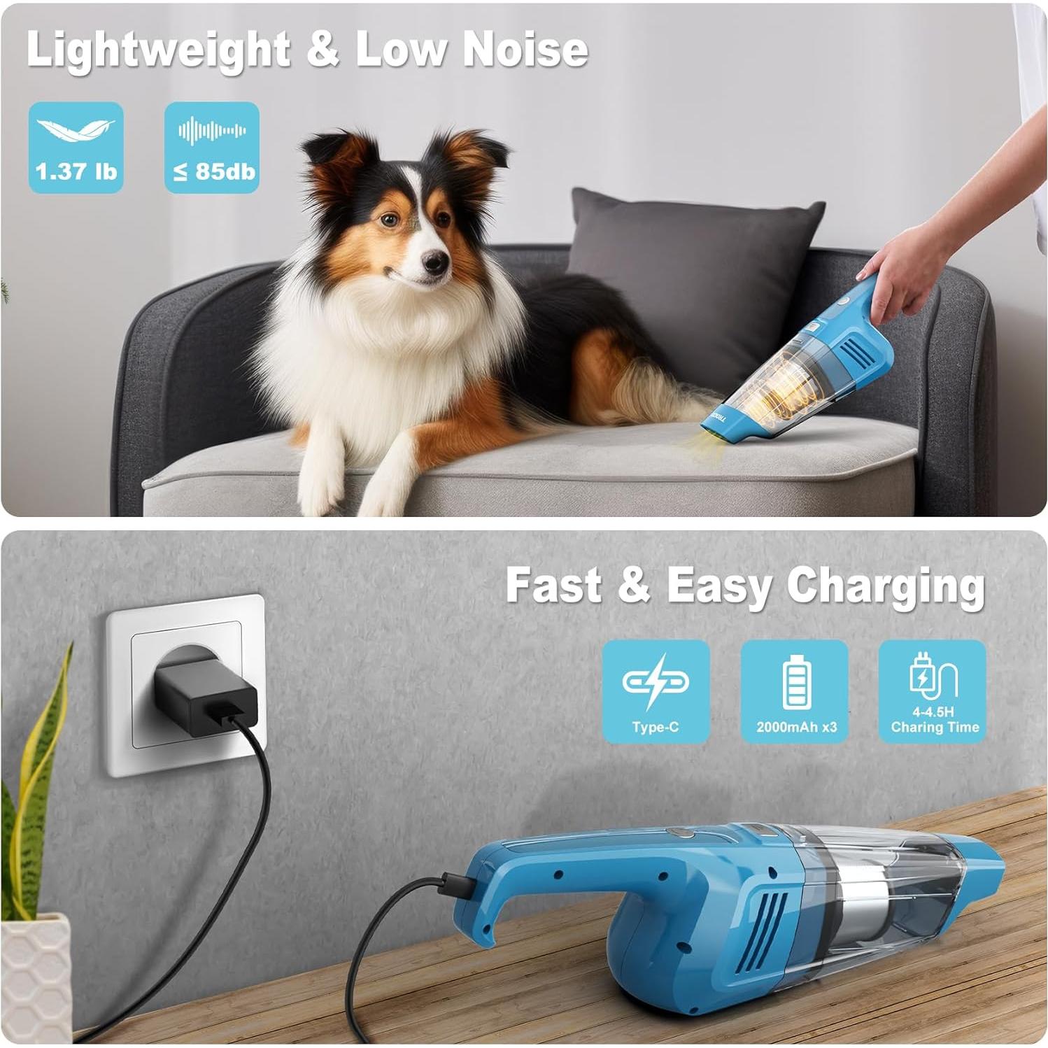 Aspiradora de Mano Inalámbrica TROIZO VC005 14500PA Azul