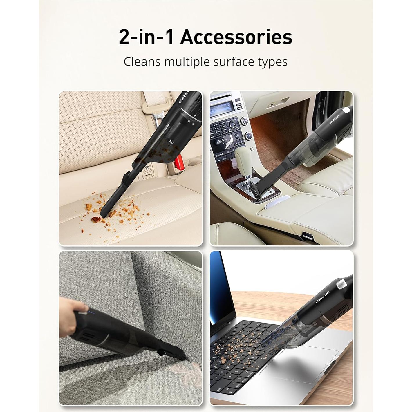 Aspiron Aspiradora de Mano Inalámbrica 24KPA 0.9kg Negro Gris