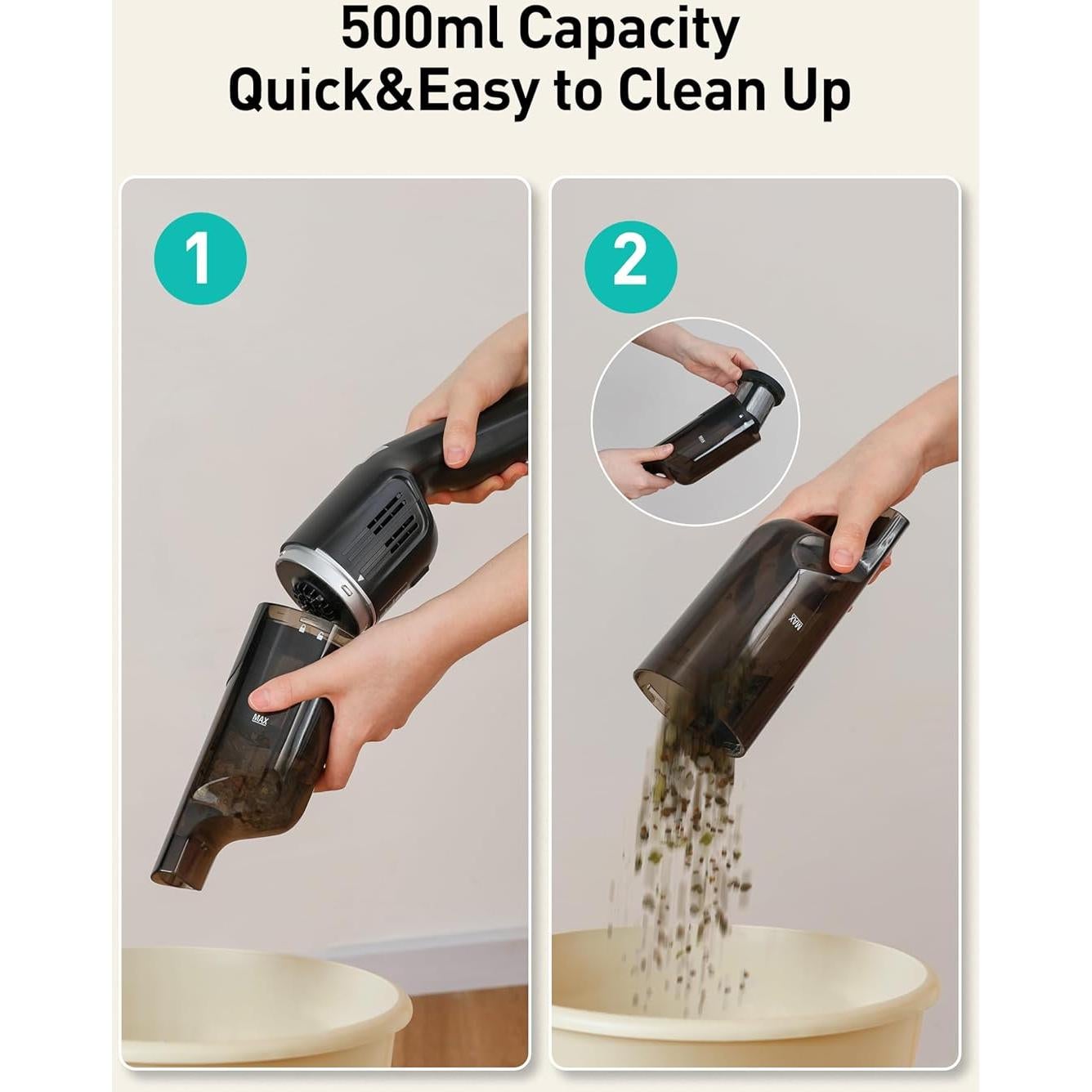 Aspiron Aspiradora de Mano Inalámbrica 24KPA 0.9kg Negro Gris