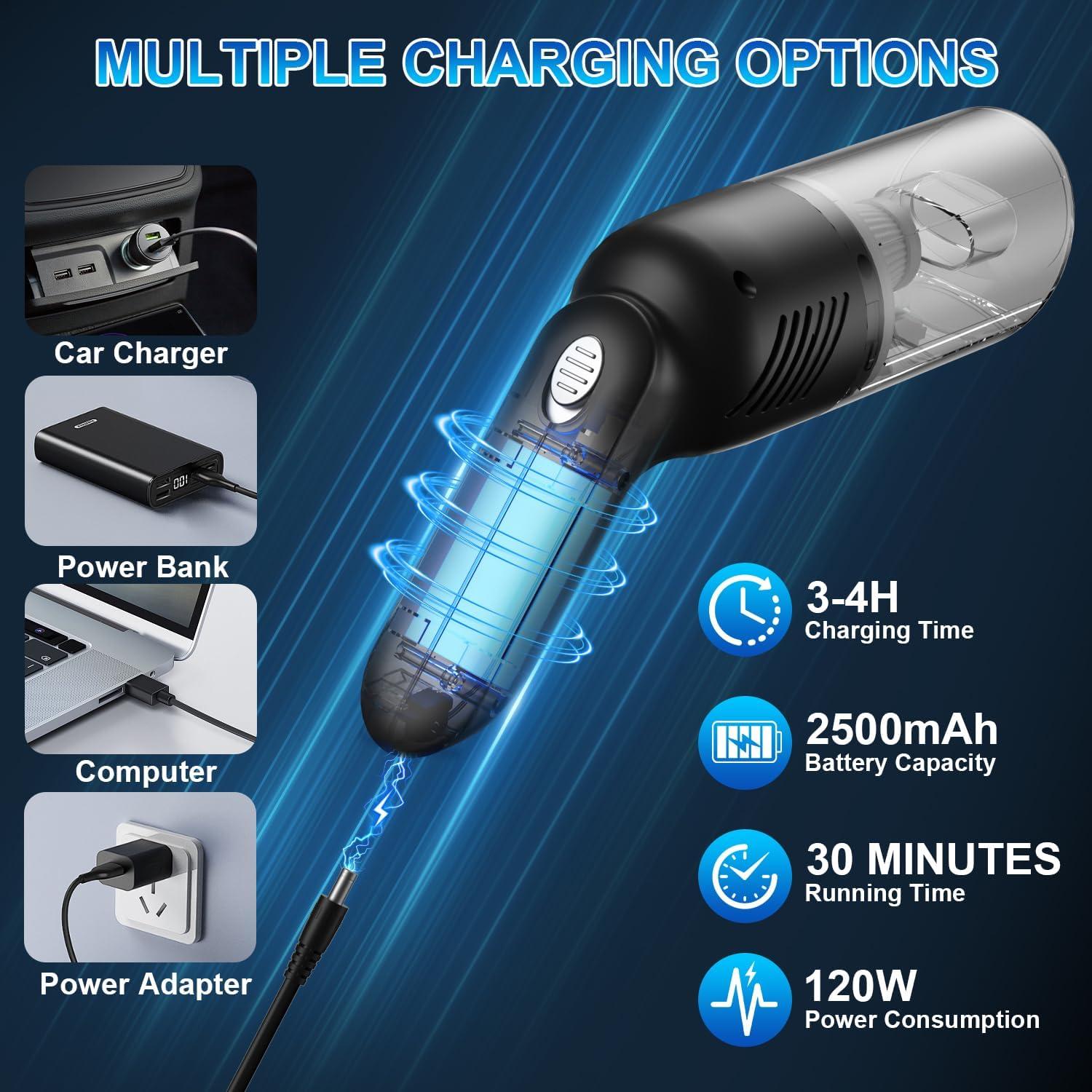 Aspiradora de Mano Inalámbrica Carry360 zy-758 38000PA 120W