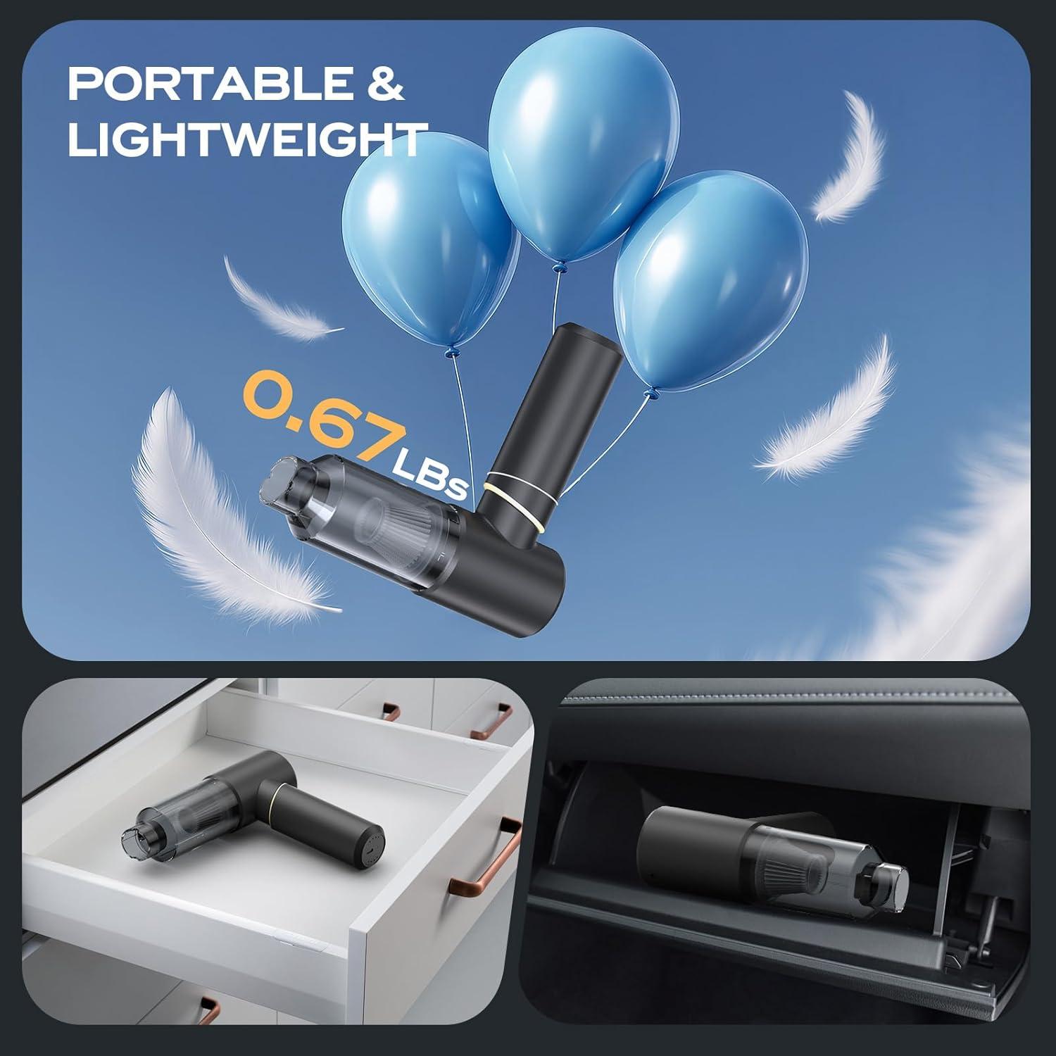 Aspiradora de Mano BSRCO Sin Cable 15Kpa Ultra-Silenciosa 0.58kg