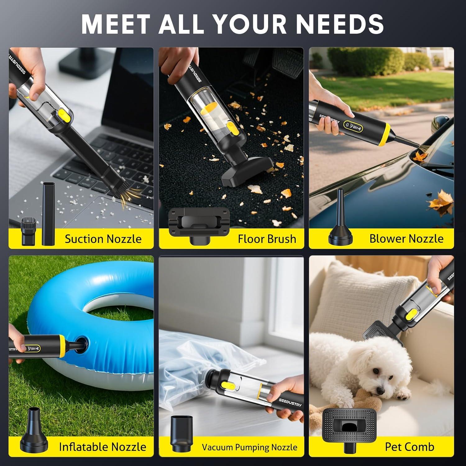 Aspiradora de Mano Inalámbrica SEEDUSTRY V-C08 Pro 18000Pa