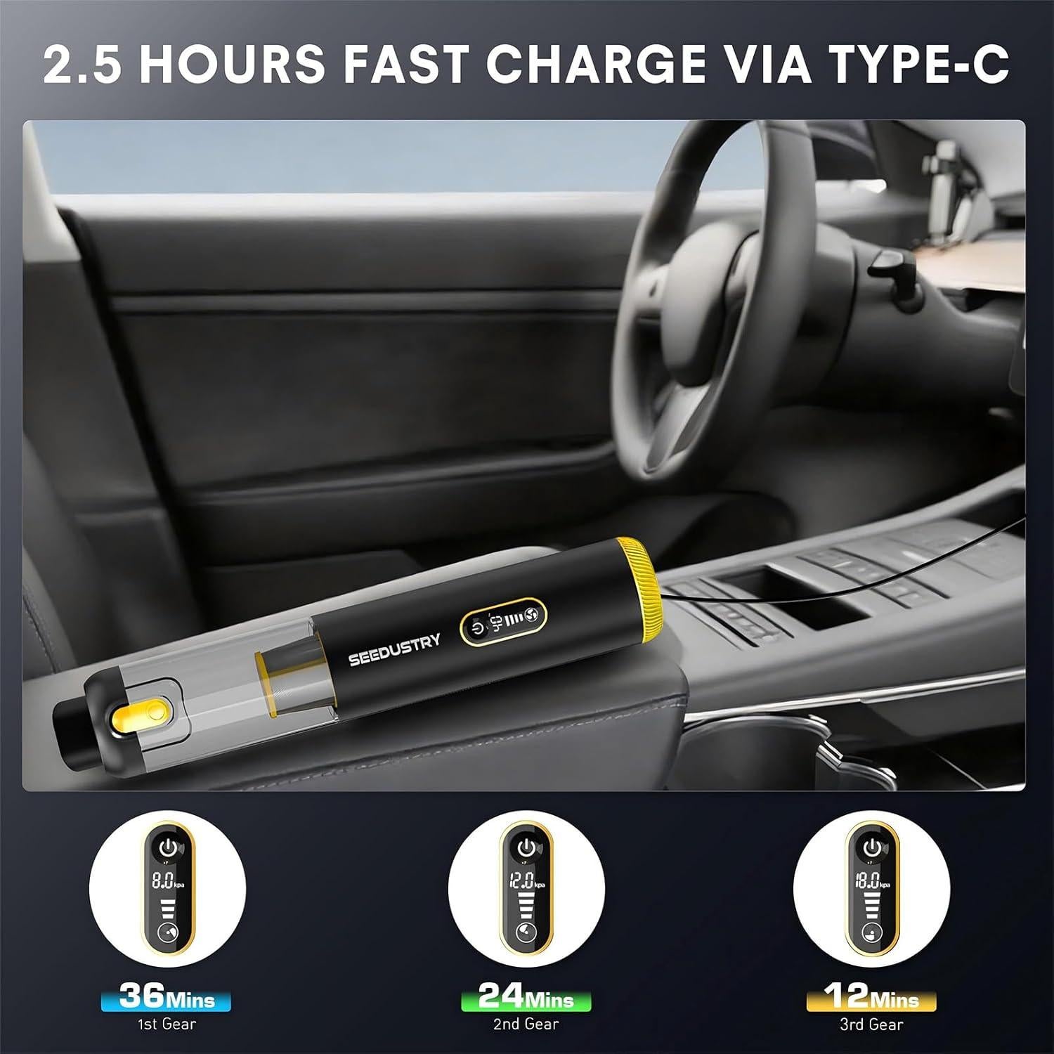 Aspiradora de Mano Inalámbrica SEEDUSTRY V-C08 Pro 18000Pa