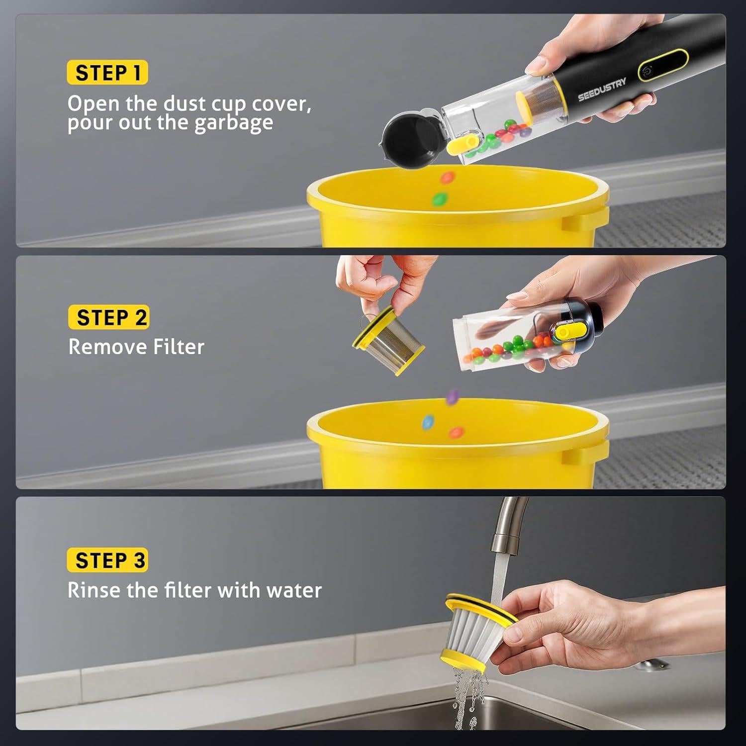 Aspiradora de Mano Inalámbrica SEEDUSTRY V-C08 Pro 18000Pa