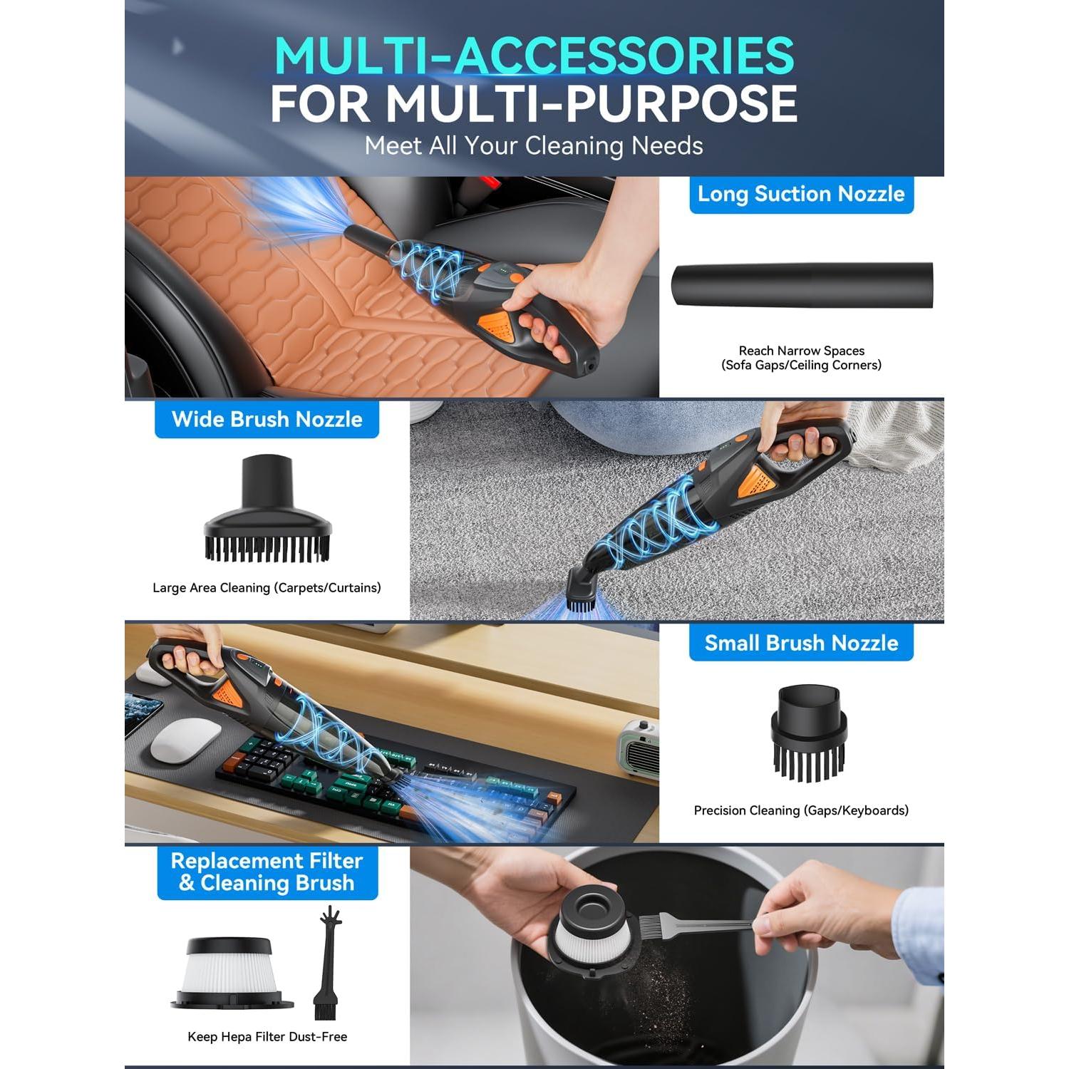 Aspiradora de Mano GHUSTAR GV09 Inalámbrica 25000PA 600ml