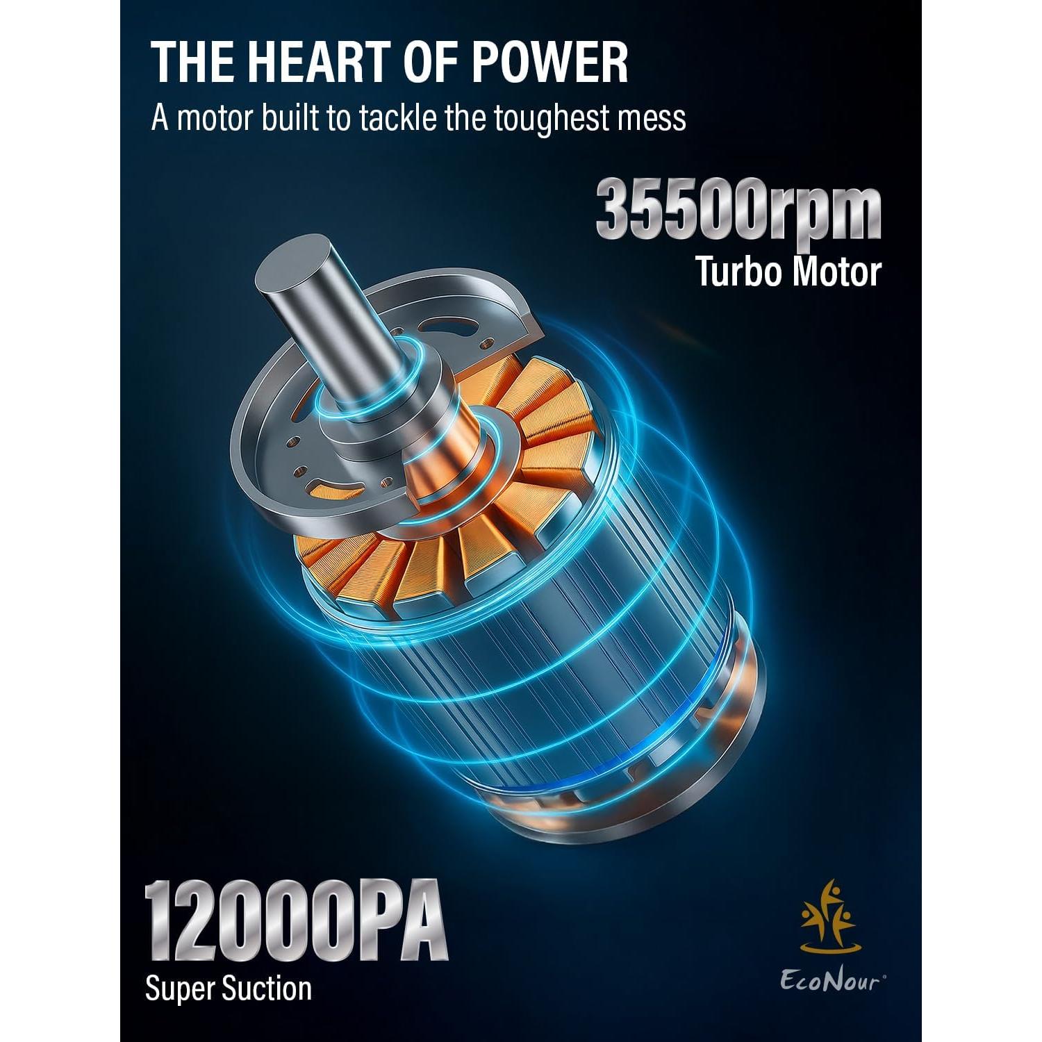 Aspiradora de Mano Inalámbrica EcoNour 120W 12000Pa - Portátil