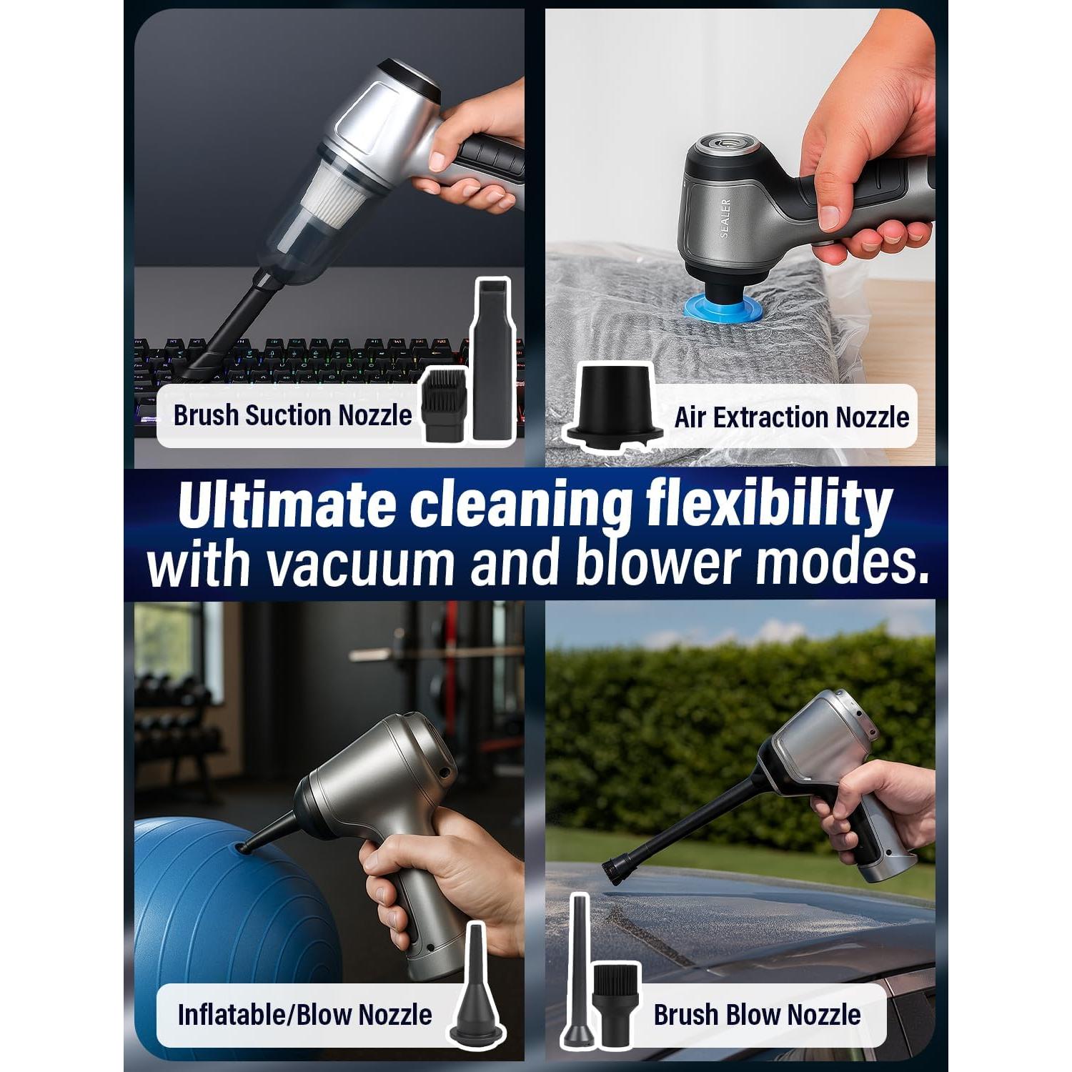 Aspiradora de Mano Inalámbrica EcoNour 120W 12000Pa - Portátil