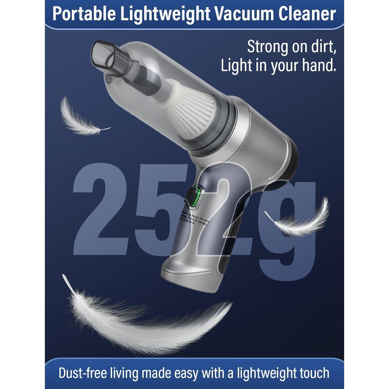 Aspiradora de Mano Inalámbrica EcoNour 120W 12000Pa - Portátil