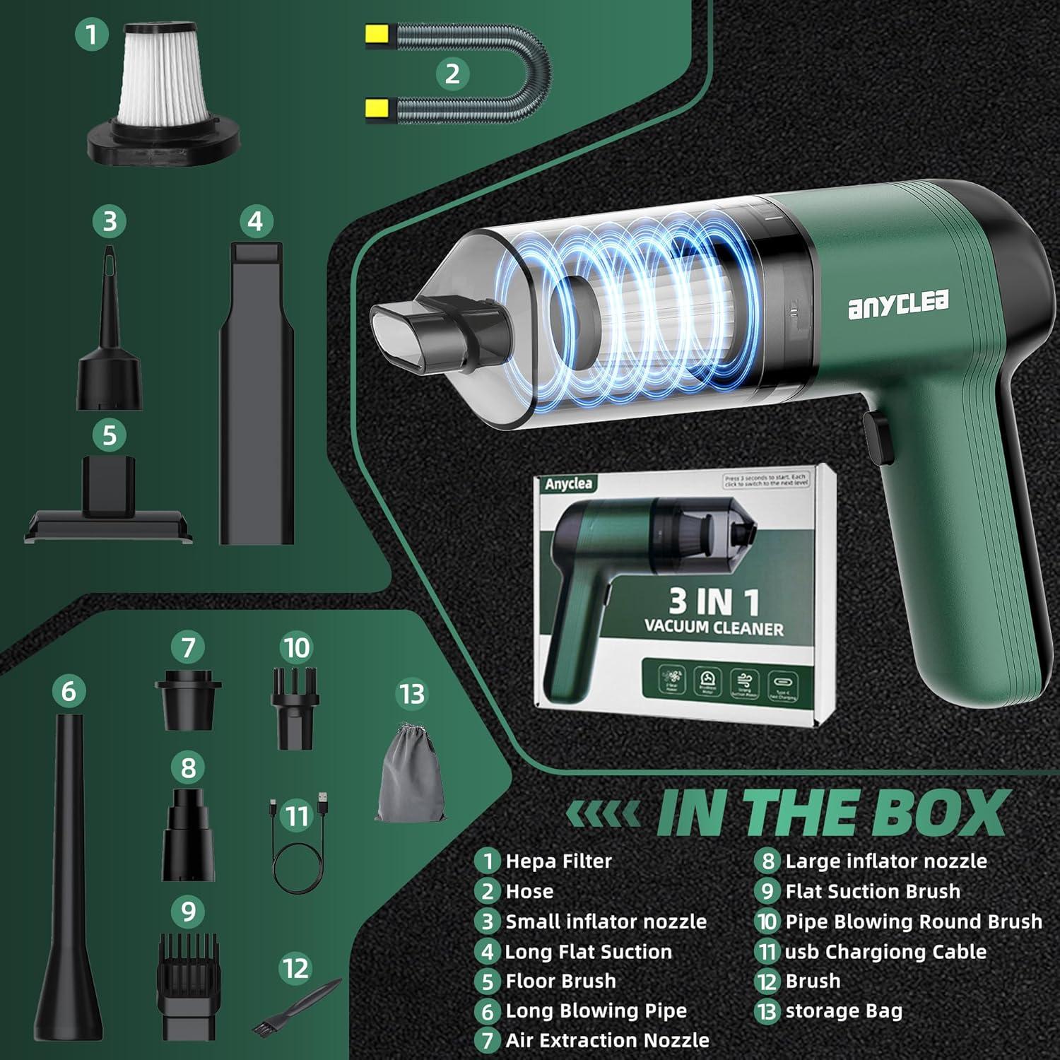 Aspiradora de Coche Inalámbrica Anyclea YBDBS02PROL1 12000PA