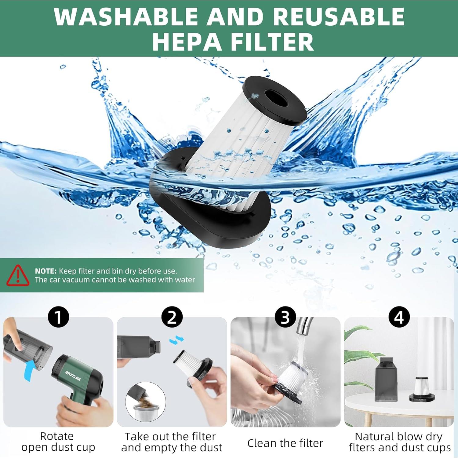 Aspiradora de Coche Inalámbrica Anyclea YBDBS02PROL1 12000PA